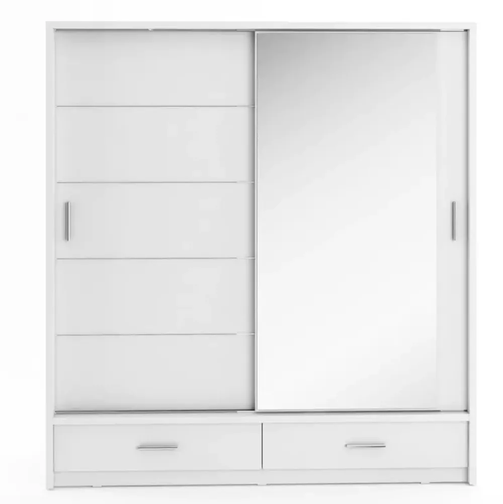 Zestawy Mebli Do Sypialni|Zestawy Mebli Do Przedpokoju>lenart. Biała szafa przesuwna z lustrem 200 cm szuflady półki ARTI biały