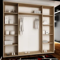 Zestawy Mebli Do Przedpokoju|Szafy Dwudrzwiowe>KIER Biała szafa przesuwna z lustrem 200 cm dwudrzwiowa TARO biały