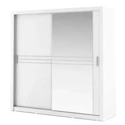 Zestawy Mebli Do Sypialni>lenart. Biała szafa przesuwna z lustrem 200 cm do sypialni IDEA