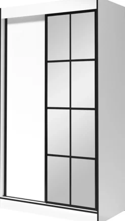 Meble Dla Dzieci|Meble Młodzieżowe>JUREK Biała szafa przesuwna z lustrem i półkami 120 cm OLAS biały