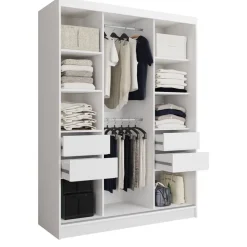 Meble Dla Dzieci|Meble Młodzieżowe>Meblohand Biała szafa przesuwna z lustrem 150 cm półki drążki HOT biały