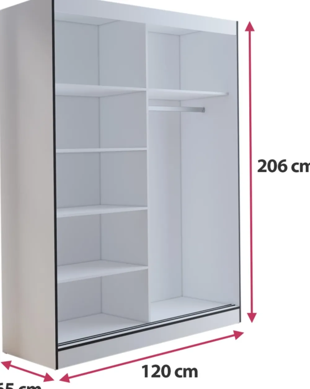 Szafy Dwudrzwiowe|Szafy Do Przedpokoju>JUREK Biała szafa przesuwna z lustrem i półkami 120 cm OLAS biały