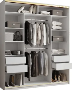 Szafy Trzydrzwiowe|Szafy Do Przedpokoju>BROMARKT Biała szafa przesuwna z lustrem 200 cm GOLD NEW MAX biały