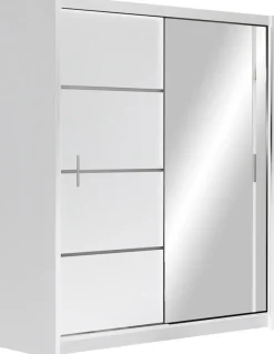 Szafy Dwudrzwiowe|Szafy Z Lustrem>Stolar Biała szafa przesuwna z lustrem i półkami 200 cm VOTIS biały