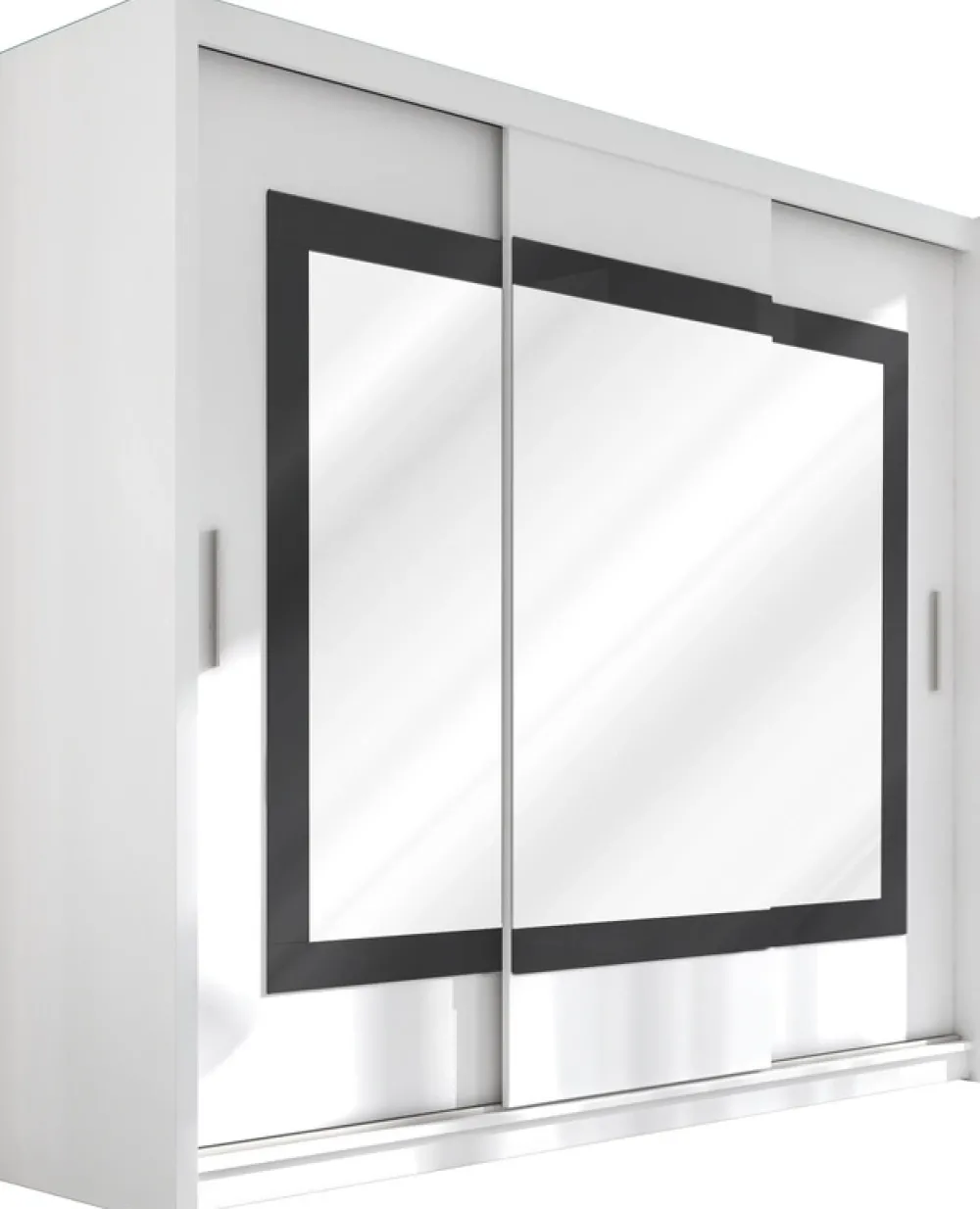 Szafy Trzydrzwiowe|Szafy Z Lustrem>Stolar Biała szafa przesuwna z lustrem i półkami 250 cm PROTON