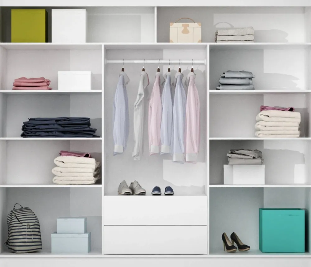 Szafy Trzydrzwiowe|Szafy Z Lustrem>Stolar Biała szafa przesuwna z lustrem i półkami 250 cm PROTON