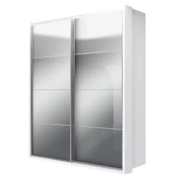 Zestawy Mebli Do Sypialni|Szafy Dwudrzwiowe>lenart. Biała szafa przesuwna z lustrem 180 cm półki drążek ARTI biały