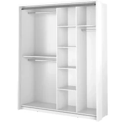 Zestawy Mebli Do Sypialni|Szafy Dwudrzwiowe>lenart. Biała szafa przesuwna z lustrem 180 cm półki drążek ARTI biały