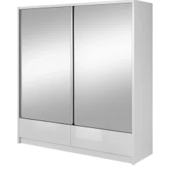 Szafy Dwudrzwiowe|Szafy Z Lustrem>PIASKI Biała szafa przesuwna z lustrami 200 cm ARIEL