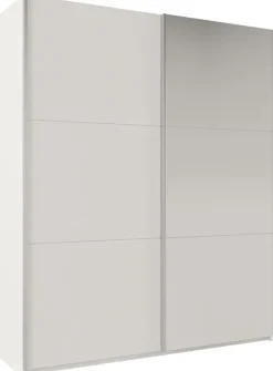 Szafy Dwudrzwiowe|Szafy Do Przedpokoju>Stolar Biała szafa przesuwna z lustrem i półkami 200 cm RUBIN biały