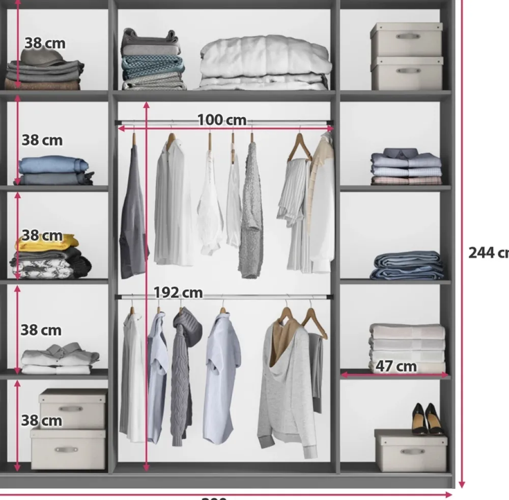 Szafy Dwudrzwiowe|Szafy Do Przedpokoju>Stolar Biała szafa przesuwna z lustrem i półkami 200 cm RUBIN biały