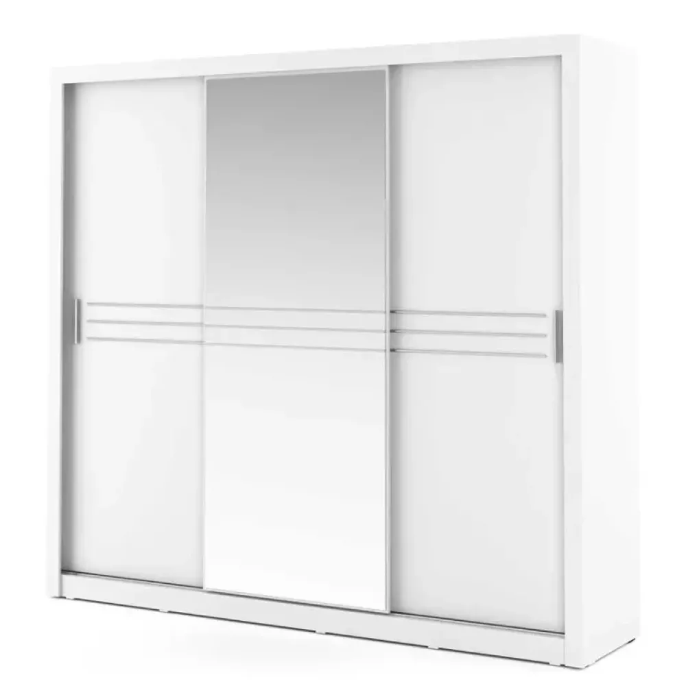 Szafy Trzydrzwiowe|Szafy Z Lustrem>lenart. Biała szafa przesuwna z lustrem 250 cm do sypialni IDEA