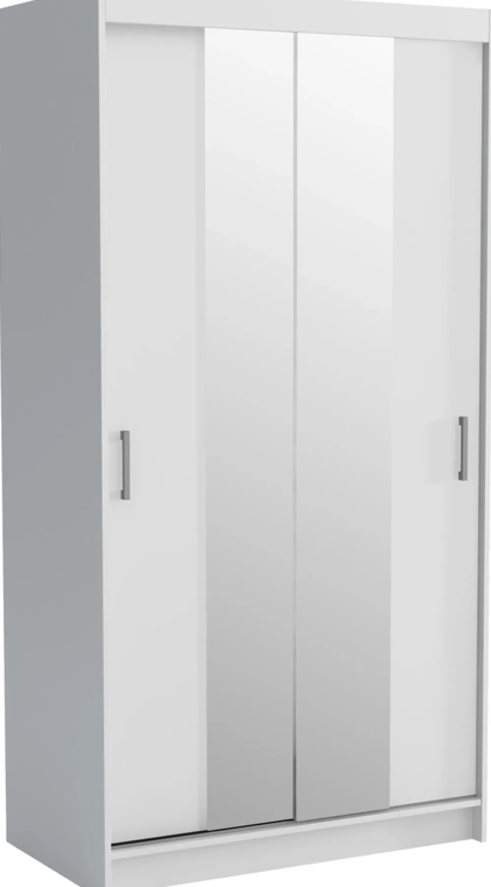 Meble Dla Dzieci|Meble Młodzieżowe>Meblohand Biała szafa przesuwna z lustrem 100 cm NASTE półki drążki biały