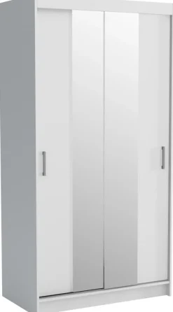 Meble Dla Dzieci|Meble Młodzieżowe>Meblohand Biała szafa przesuwna z lustrem 120 cm NASTE półki drążki biały