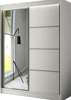 Zestawy Mebli Do Przedpokoju|Szafy Dwudrzwiowe>Arton Biała szafa przesuwna z lustrem i drążkiem 150 cm RABANA biały