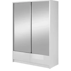 Szafy Dwudrzwiowe|Szafy Z Lustrem>PIASKI Biała szafa przesuwna z lustrami ARIEL