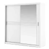Szafy Dwudrzwiowe|Szafy Z Lustrem>lenart. Biała szafa przesuwna z lustrem 200 cm do sypialni IDEA