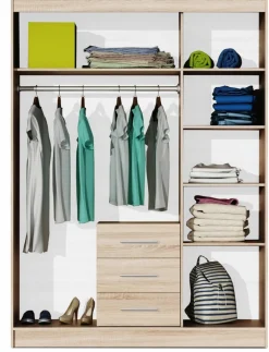 Meble Młodzieżowe|Zestawy Mebli Do Przedpokoju>Stolar Biała szafa trzydrzwiowa 147 cm z szufladami i półkami BILL biały