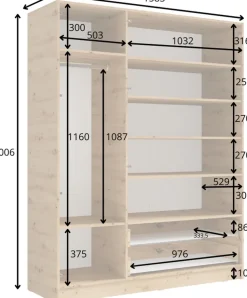 Meble Młodzieżowe|Szafy Trzydrzwiowe></noscript>MEBLOSIEK Biała szafa trzydrzwiowa 158 cm TIVARO do sypialni z półkami i szufladami biały