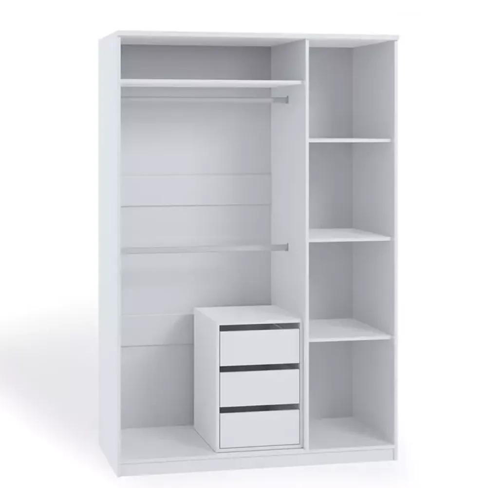 Zestawy Mebli Do Sypialni|Szafy Trzydrzwiowe>GiB Meble Biała szafa uchylna 135 cm BELLA biały