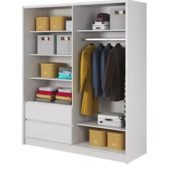 Szafy Z Lustrem|Szafy Przesuwne>PIASKI Biała szafa z lustrem 180 cm MALTA biały