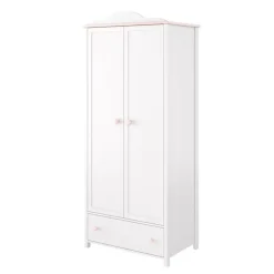 Szafy Dwudrzwiowe|Szafy Do Przedpokoju>lenart. Biała szafa z półkami do pokoju dziecięcego 85 cm LUNA