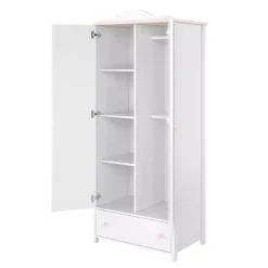 Szafy Dwudrzwiowe|Szafy Do Przedpokoju>lenart. Biała szafa z półkami do pokoju dziecięcego 85 cm LUNA