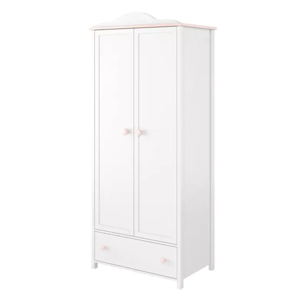 Meble Młodzieżowe|Meble Dla Dzieci>lenart. Biała szafa z półkami do pokoju dziecięcego 85 cm LUNA
