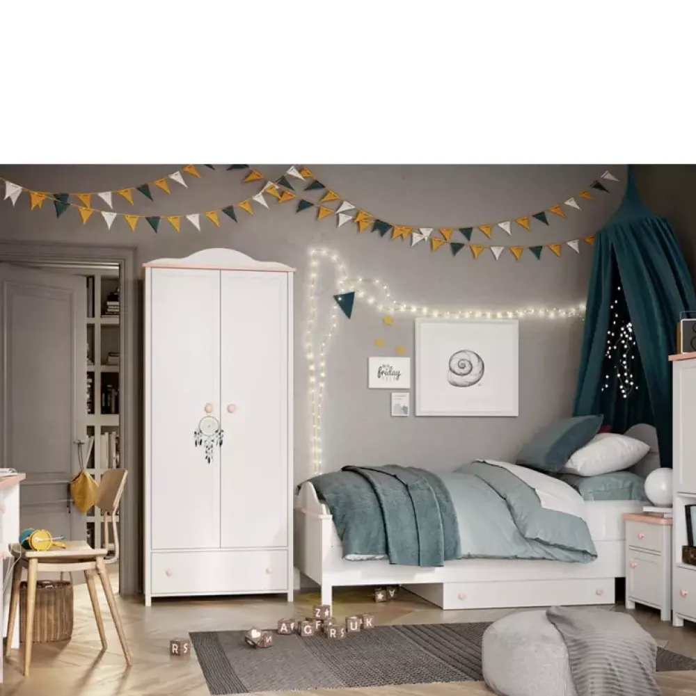 Meble Młodzieżowe|Meble Dla Dzieci>lenart. Biała szafa z półkami do pokoju dziecięcego 85 cm LUNA