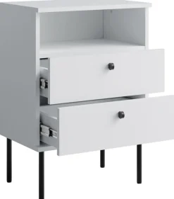 Szafki Nocne>MEBLOSIEK Biała szafka nocna do sypialni HIGHLANDER z szufladami biały