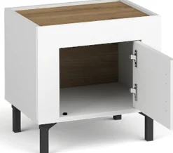 Zestawy Mebli Do Sypialni|Szafki Nocne>DOLMAR Biała szafka nocna do sypialni 48 cm z drzwiami MISTY cashmere biały