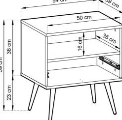 Szafki Nocne></noscript>PIASKI Biała szafka nocna z szufladą 54 cm na nóżkach ORVIETO biały