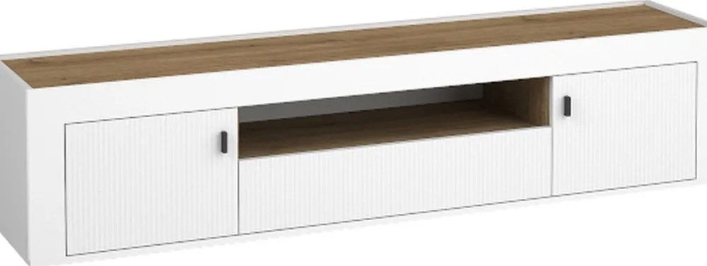 Zestawy Mebli Do Sypialni|Zestawy Mebli Do Salonu>DOLMAR Biała szafka pod telewizor 177 cm z drzwiami i szufladą MISTY biały