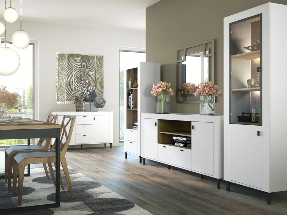 Zestawy Mebli Do Sypialni|Zestawy Mebli Do Salonu>DOLMAR Biała szafka pod telewizor 177 cm z drzwiami i szufladą MISTY biały