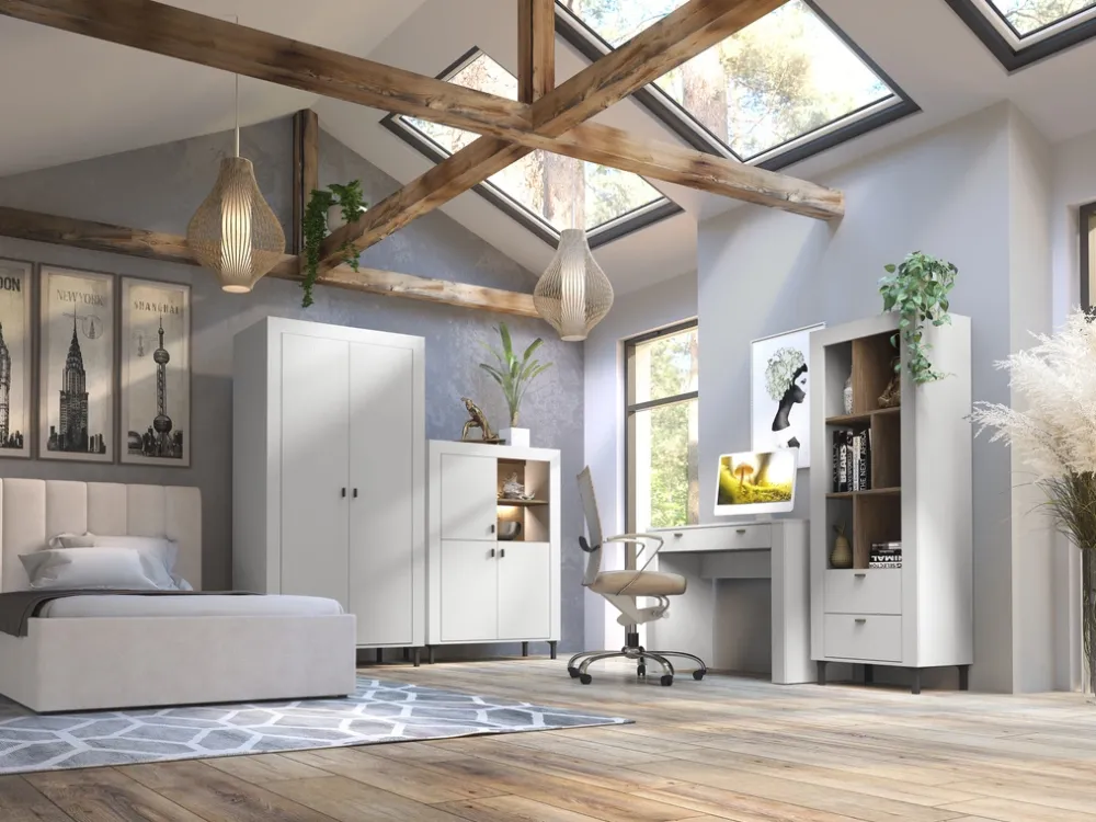 Zestawy Mebli Do Sypialni|Zestawy Mebli Do Salonu>DOLMAR Biała szafka pod telewizor 177 cm z drzwiami i szufladą MISTY biały