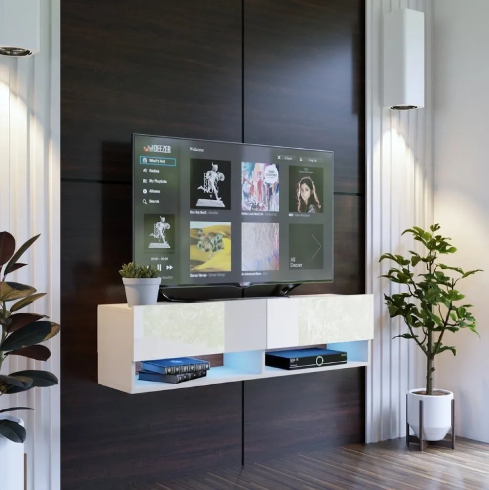 Zestawy Mebli Do Salonu|Szafki Rtv>BROMARKT Biała szafka pod telewizor 140 cm QUAD biały