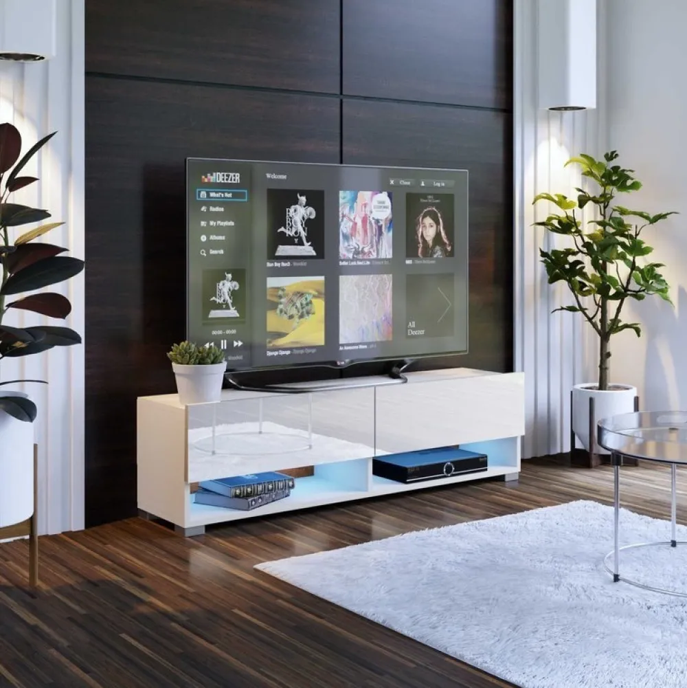 Zestawy Mebli Do Salonu|Szafki Rtv>BROMARKT Biała szafka pod telewizor 140 cm QUAD biały