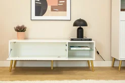 Zestawy Mebli Do Salonu|Szafki Rtv>INTER MEBLE Biała szafka pod telewizor RTV 135 cm na nóżkach BELLUNO biały