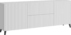 Szafki Rtv>BRATEX Biała szafka RTV 180 cm do salonu z szufladami TRESO ryflowana cichy domyk biały