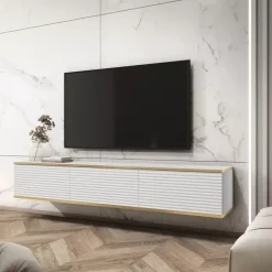 Zestawy Mebli Do Salonu|Szafki Rtv>PIASKI Biała szafka RTV 175 cm MDF ORVIETO