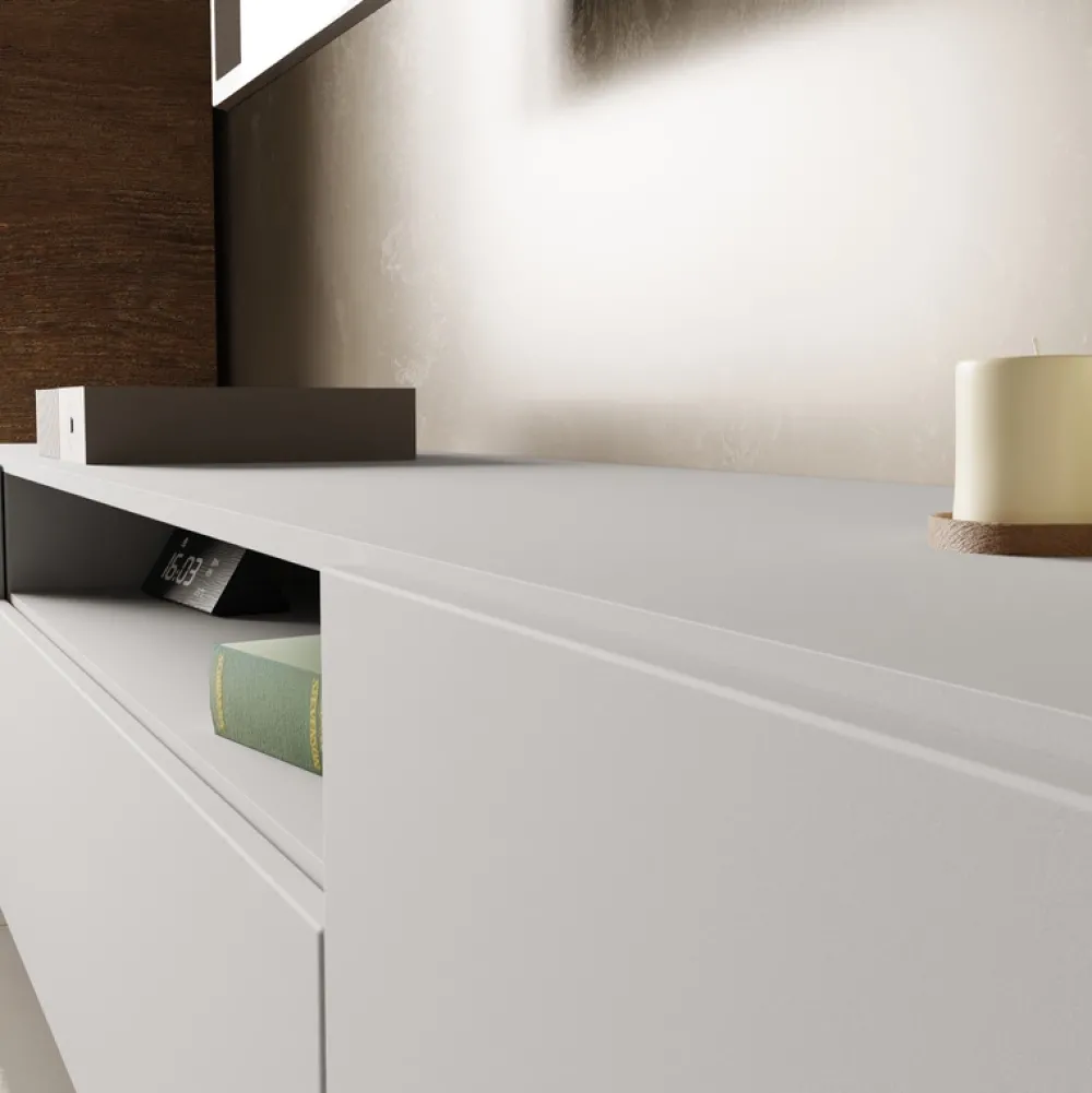 Szafki Rtv>Arton Biała szafka RTV 200 cm nowoczesna wisząca do salonu LANTOS biały