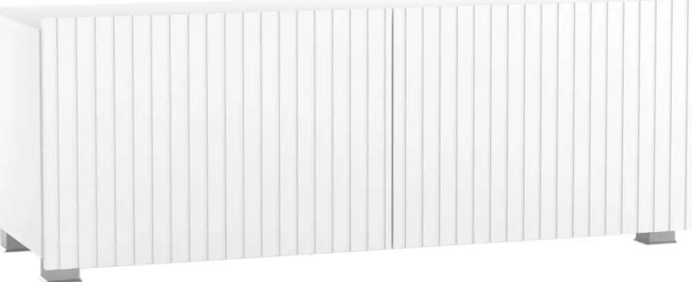 Szafki Rtv>GiB Meble Biała szafka RTV 100 cm nowoczesna z ryflowanymi frontami KORDIS biały