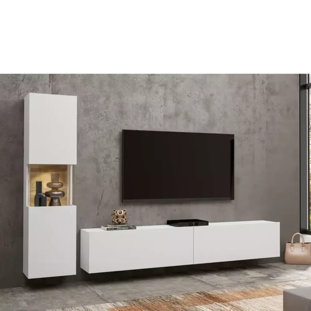 Zestawy Mebli Do Salonu|Szafki Rtv>Helvetia Biała szafka RTV do salonu 180 cm AVENTELI