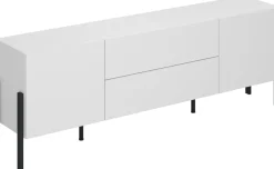 Zestawy Mebli Do Salonu|Szafki Rtv></noscript>Helvetia Biała szafka RTV do salonu 204 cm z szufladami i półkami JUKON biały