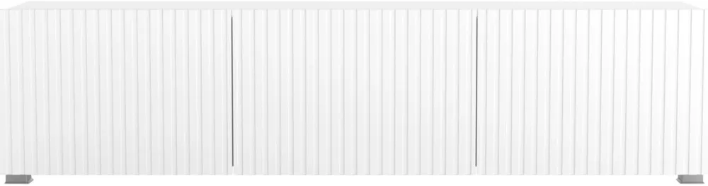 Szafki Rtv>GiB Meble Biała szafka RTV nowoczesna 150 cm z ryflowanymi frontami KORDIS biały