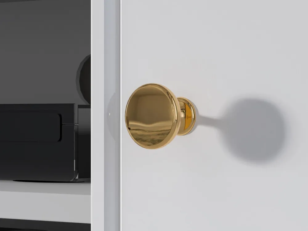 Szafki Rtv>ML Meble Biała szafka RTV pod telewizor do salonu GOLDIN biały połysk