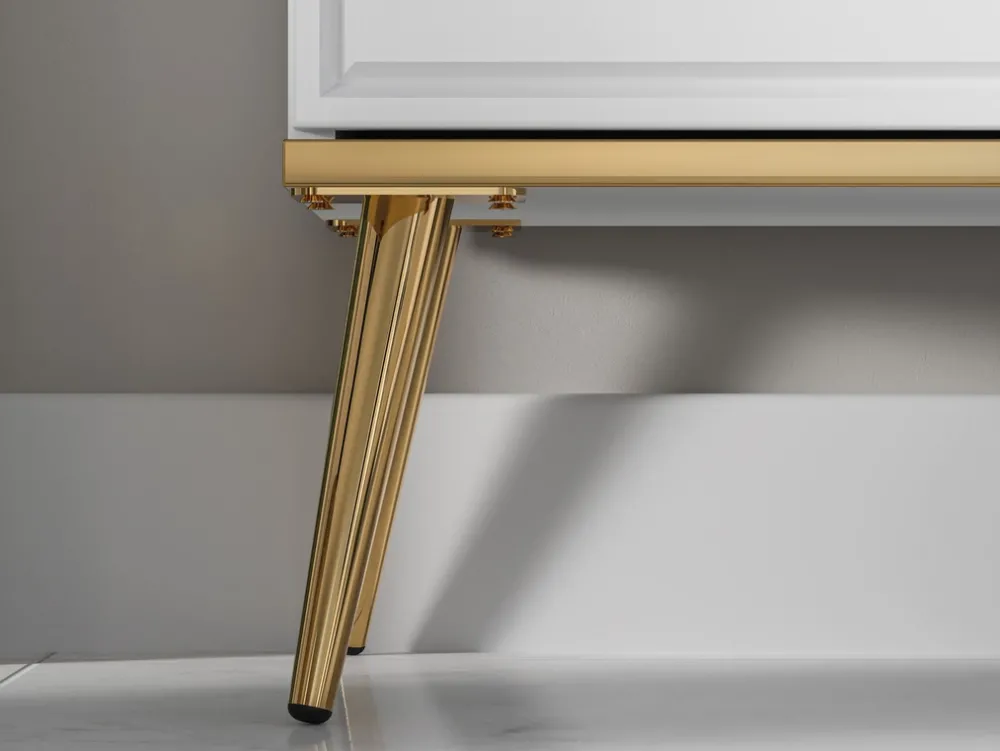 Szafki Rtv>ML Meble Biała szafka RTV pod telewizor do salonu GOLDIN biały połysk