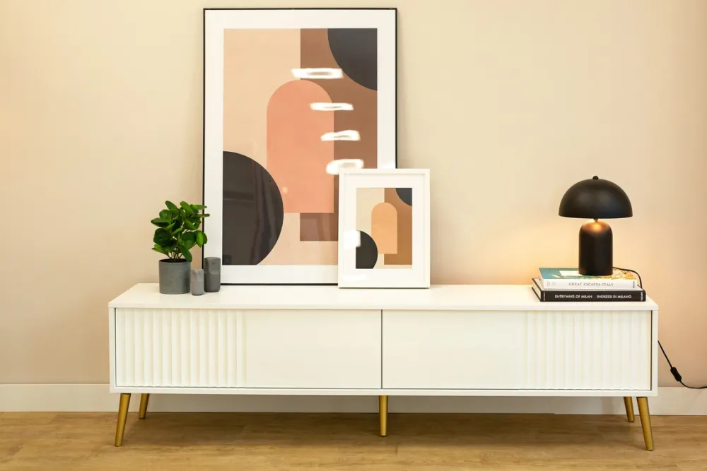 Zestawy Mebli Do Salonu|Szafki Rtv>INTER MEBLE Biała szafka RTV pod telewizor 180 cm do salonu BELLUNO biały