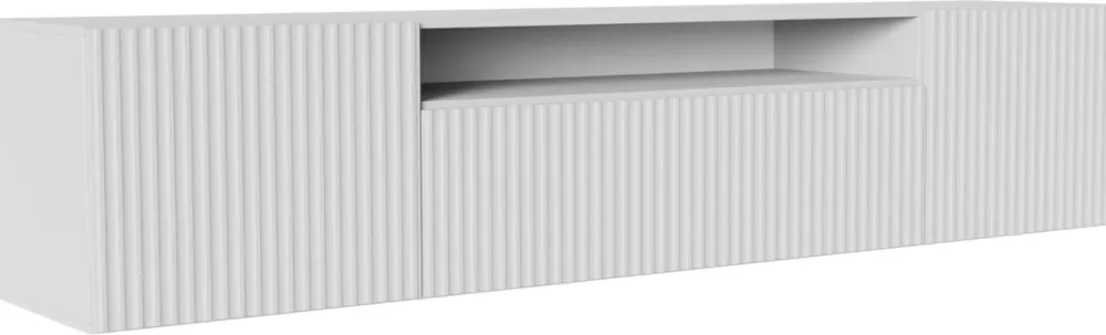 Szafki Rtv>Arton Biała szafka RTV wisząca 200 cm do salonu TAVIO frezowana biały