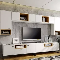 Zestawy Mebli Młodzieżowych|Szafki Wiszące>GiB Meble Biała szafka wisząca z półkami 42 cm OLI